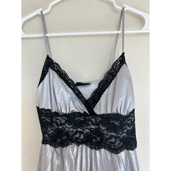 Vintage Y2K XOXO Slip Dress S Fairy Grunge Dainty Prom Formal Lace Silver Party - Picture 4 of 11